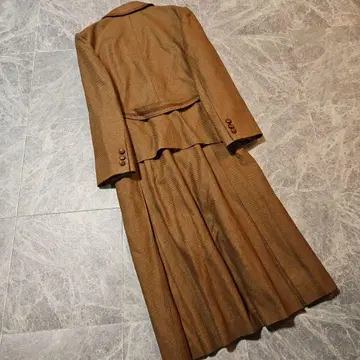 Leilian FRANCE제 원단 브라운 트위드풍 셋업(15)