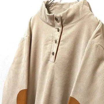 하프 버튼 맨투맨 트레이닝복 베이지 구제 의류