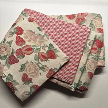 반폭 오비 유카타 오비 기류오리 딸기 장미 무늬