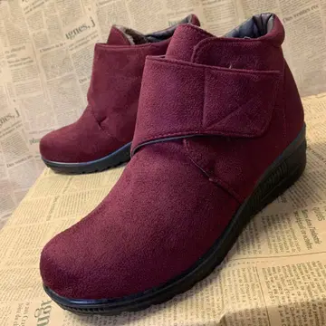 새상품 여성용 23.0cm 벨크로 테이프 보아 안감 부츠 빨간색 6472