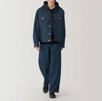 무인 나무 열매에서 만든 카폭 혼방 데님 와이드 팬츠 M