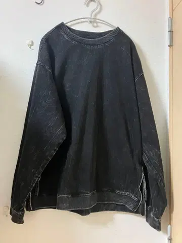 ZARA 사이드 지퍼 데님 맨투맨 풀오버 블랙 M