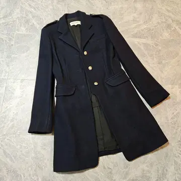 ITALY HACHE 네이비 더블 브레스트 롱 코트