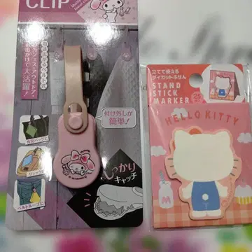 산리오 캐릭터 클립 & 메모지 핑크 멜로디 & 키티