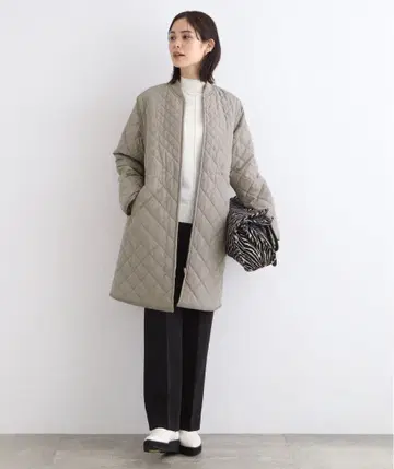 [ 2WAY/소매 탈부착 가능 ] INDIVI 그라데이션 퀼트 롱 코트