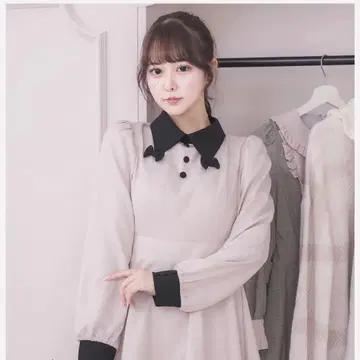 Pium 리본 칼라 셋업 핑크