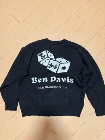 벤 데이비스 주사위 디자인 맨투맨 스웨터 XL 블랙