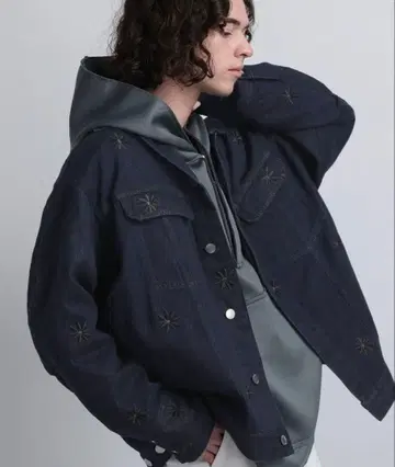 HARE 플라워 자수 데님 자켓