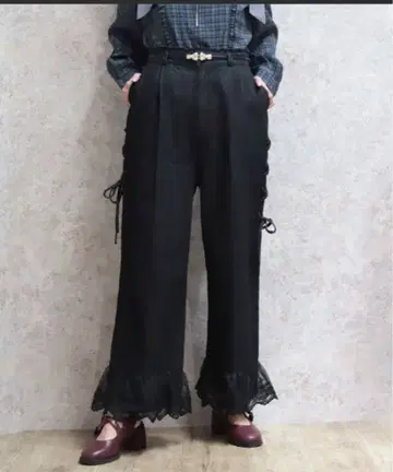 밑단 레이스 데님 스트레이트 PT