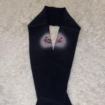 음표 무늬 장식용 깃 다크 네이비 순수 실크