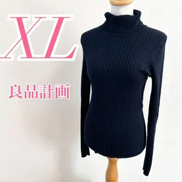 MUJI 무인양품 블랙 XL 터틀넥 스웨터 울 100%