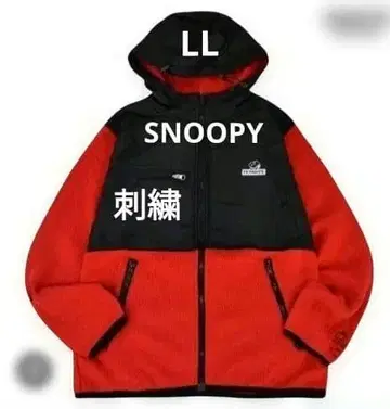 스누피 보아 아우터 자켓 절개 후드 자수 레드 데나리 LL