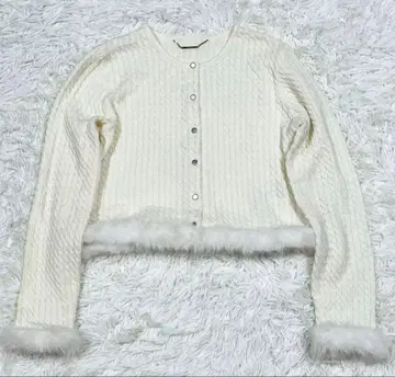 CELFORD 셀포드 케이블 니트 퍼 가디건 화이트