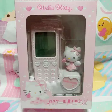 산리오 폴더폰 모양 탁상 시계 키티
