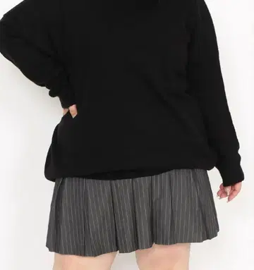 PUNYUS 핀스트라이프 박스 플리츠 미니 스커트 3