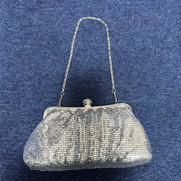 AIMER 비즈 장식 실버 파티 백