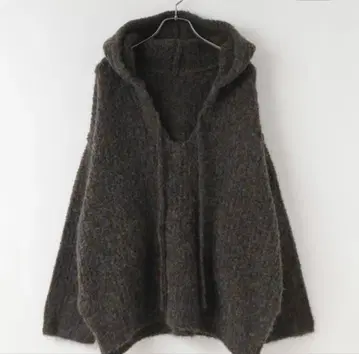 멜란지 후드 니트 풀오버