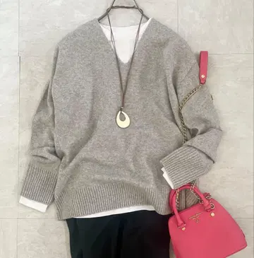 컨디션 최상 23구 V넥 니트 풀오버 캐시미어 그레이 루즈핏