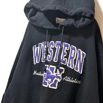 웨스턴 온타리오 대학 로고 자수 후드 맨투맨 블랙 2XL 구제 의류