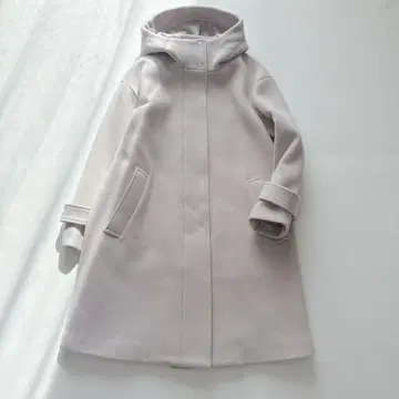 알아바일 램스울 후드 롱 코트 연핑크