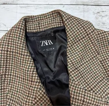 ZARA 자라 체크 무늬 더블 브레스트 롱 코트 M