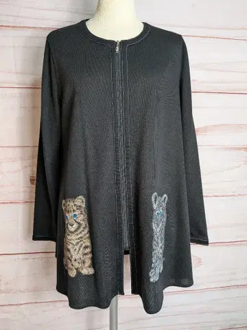 이타리야 지퍼 가디건 튜닉 기장 호랑이 모티브 11호