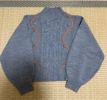 배색 스티치 케이블 짜임 니트 / 미에트 (miette) 그레이