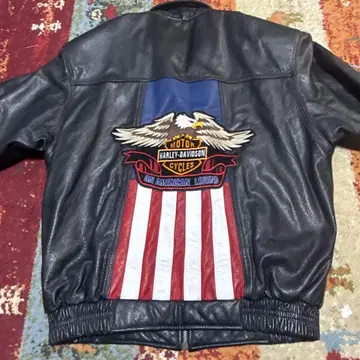 Harley Davidson 블랙 가죽 자켓 엠브