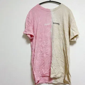 바이컬러 T셔츠 M 사이즈 반팔 핑크 아이보리