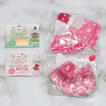 오키가에 판초 크림 소다 숏 케이크 소다 핑크 고양이 딸기 리본