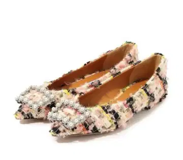 [ 새상품 ] PIPPICHIC ANNA V JWL 트위드 플랫슈즈 36