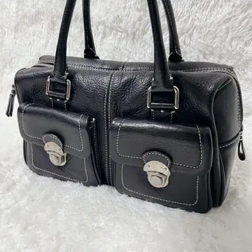 에네스베 미니 보스턴 백 핸드백 가죽 블랙 숄더