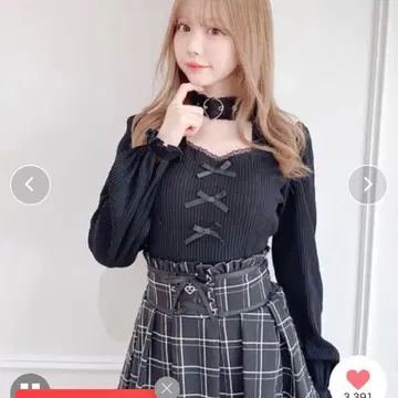 하트 벨트 골지 상의