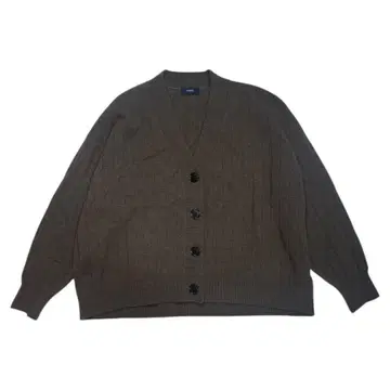 울 캐시미어 혼방 SHIPS 가디건 V넥 페미닌 브라운 버튼