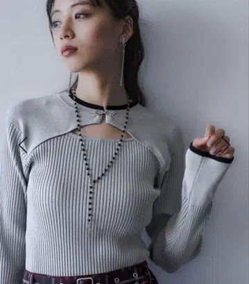 HARE 차이나컷 리브 니트 그레이