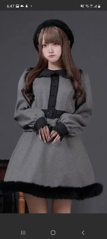 팔엘프 엘프 퍼 하운드투스 체크 원피스