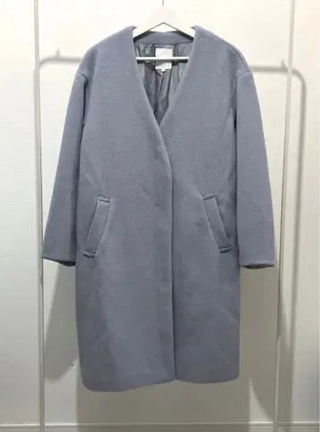 라이트 블루 노카라 코트 LEPSIM