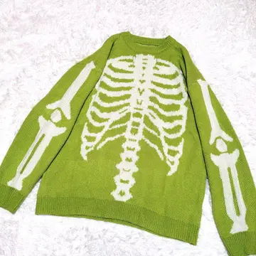 [ y2k ] [ 새상품급 ] 빅 실루엣 니트 뼈 옐로우 그린 그린