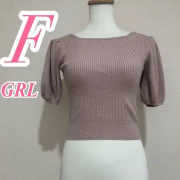 GRL 그레일 핑크 니트 리브 반팔 F 레이온 나일론