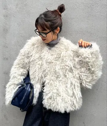 새상품 미개봉! [ willow ] 크링클 믹스 퍼 아우터