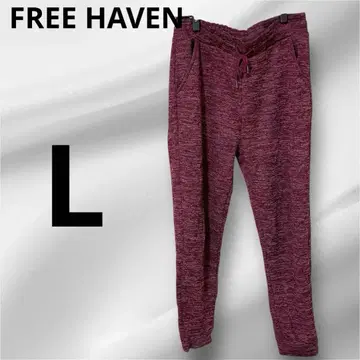 [ L ] FREE HAVEN 와인 레드 스웨트 팬츠 속기모