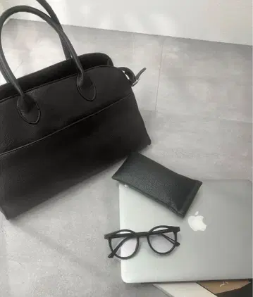 블랙 가죽 토트백 중형