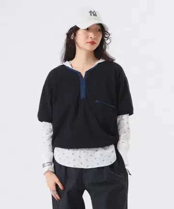 beamsboy 플리스 하프 지퍼 숏 슬리브