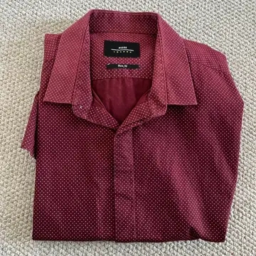 MOSS LONDON 버건디 도트 무늬 셔츠