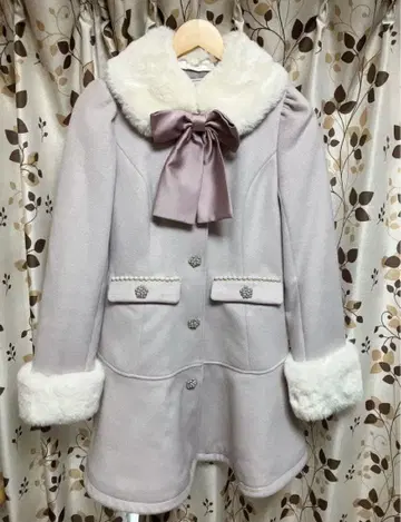 [ 새상품급 ] Ank Rouge 리본 & 퍼 탈부착 가능 핑크 코트