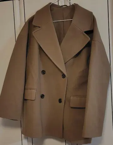 GU 오버 사이즈 더블 브레스트 체스터 코트 베이지