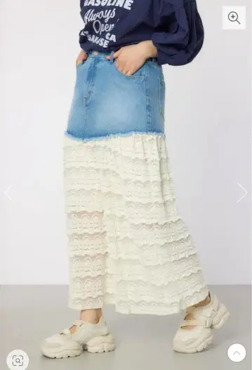 RODEO CROWNS 로디오크라운즈 데님 x 레이스 스커트