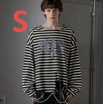 [GRANCY] 올 패턴 큐빅 그래픽 롱T 보더 s사이즈