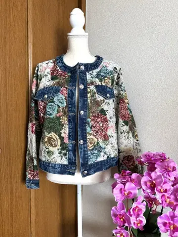꽃무늬 데님 자켓