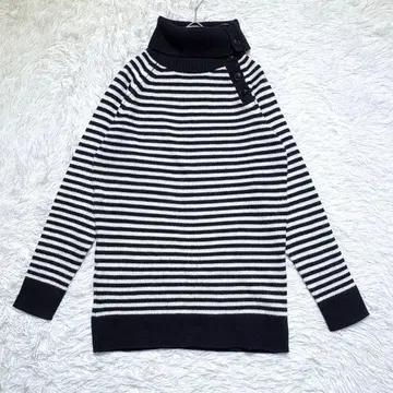 [해시 아쉬] 보더 터틀넥 스웨터 L 버튼 디자인